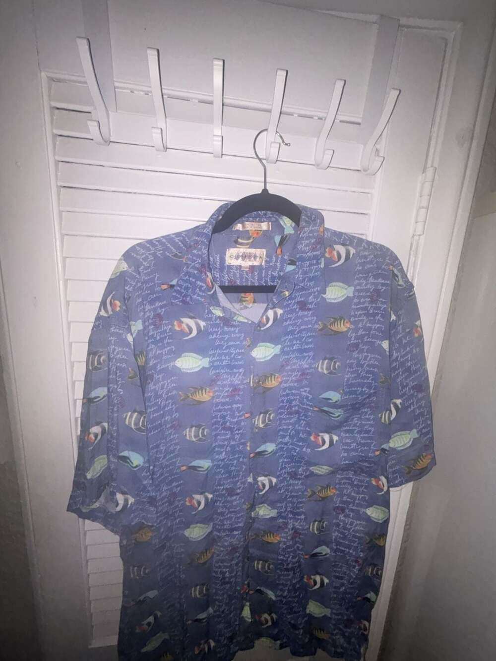 Vintage 90s Tropical Fish Shirt Men XL Hawaiian Journal Ocean Coral Resort Rayon